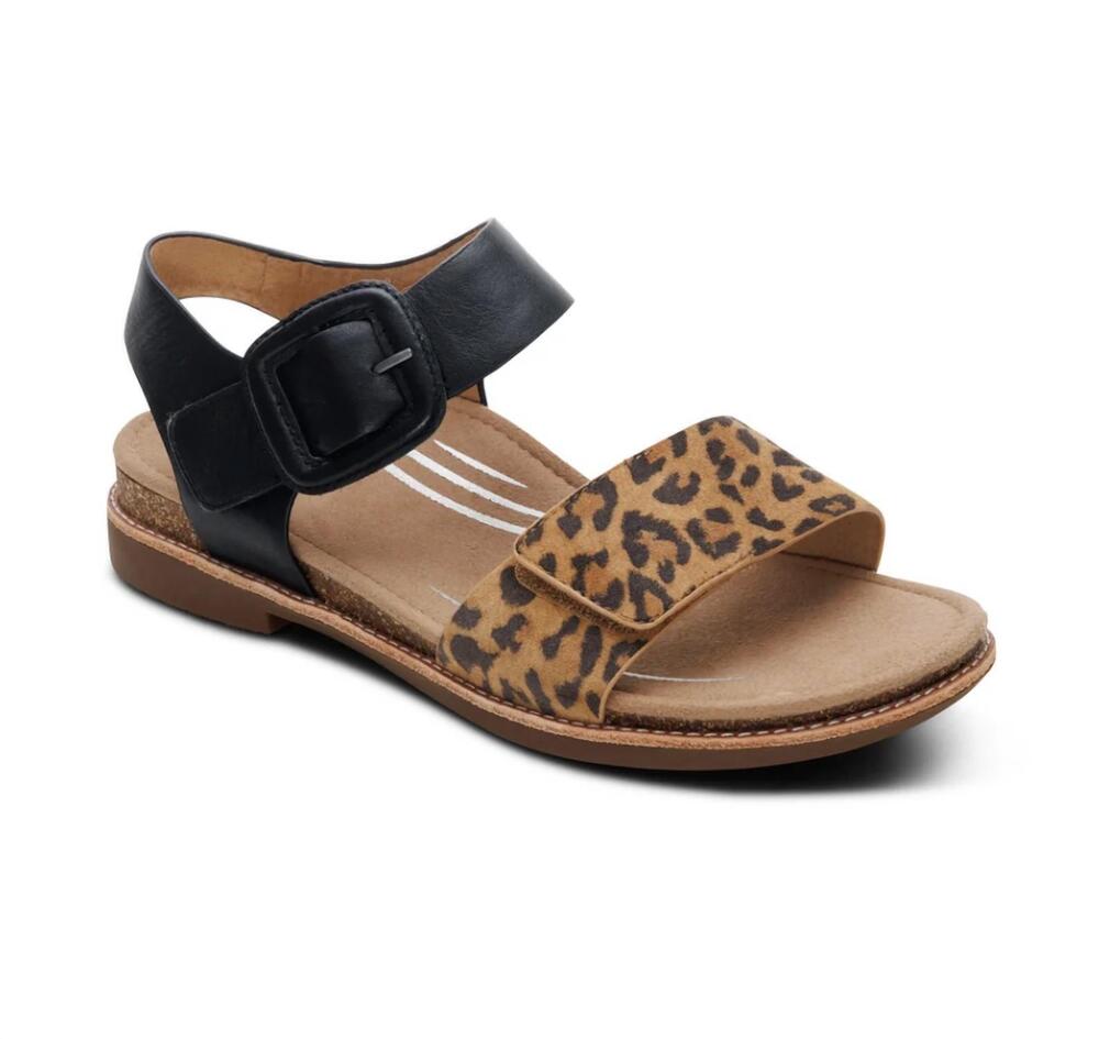 NEW AETREX women's claire adjustable sandal in leopard